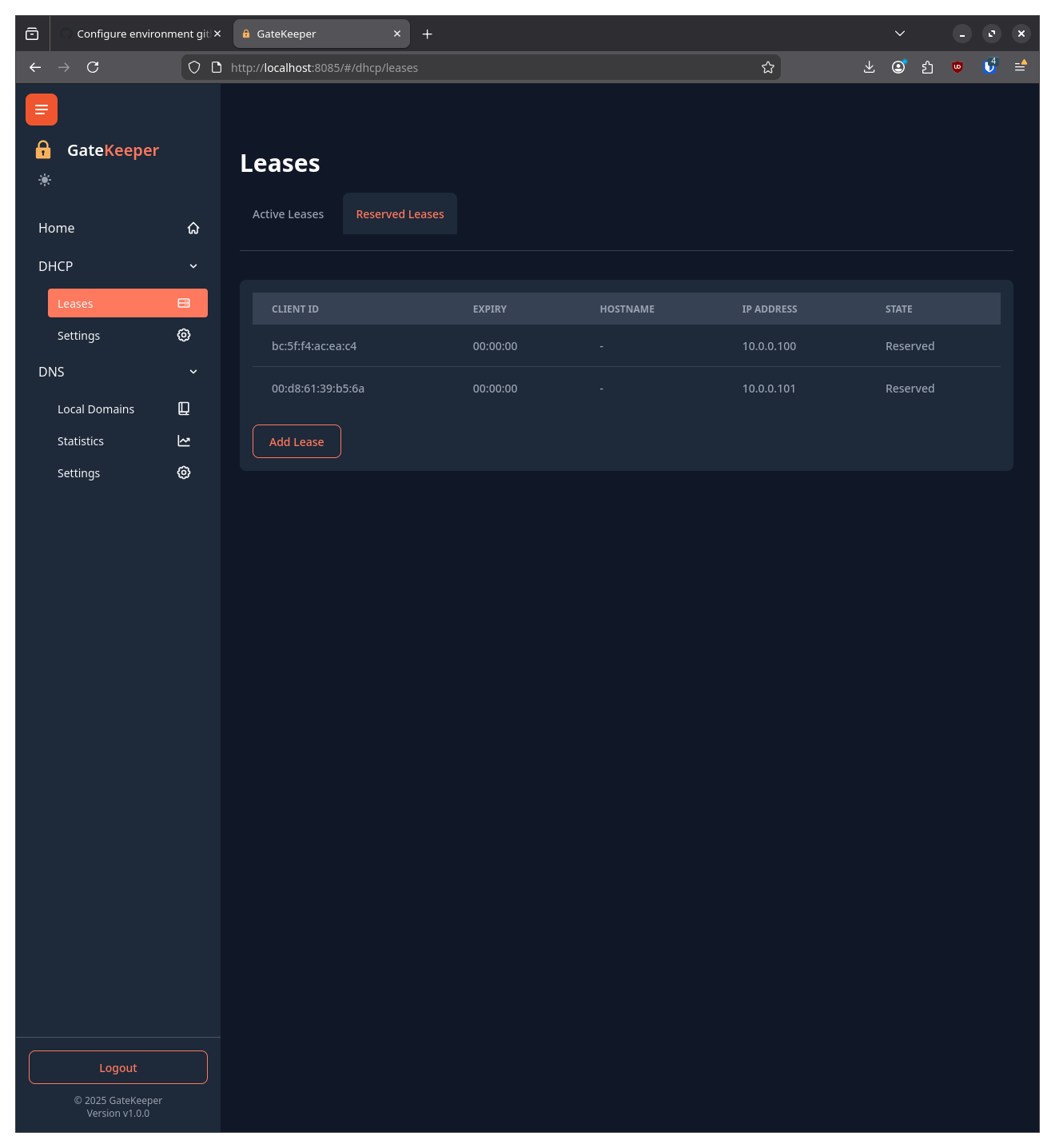 Reserved DHCP Leases